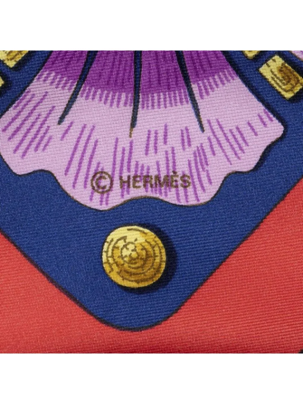 Hermes Scarf Navy Gold Red Silk - Picture 4 of 5